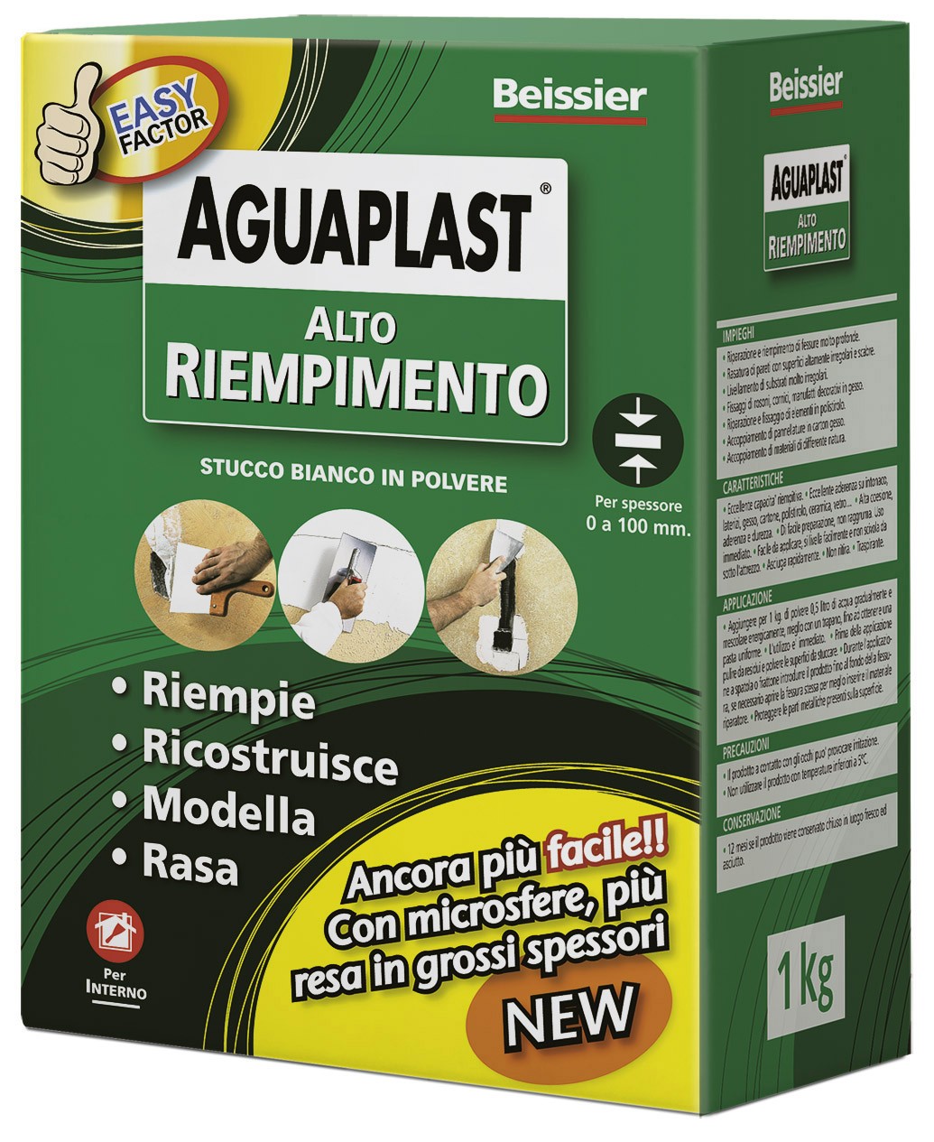 Stucco in polvere per riempire, livellare e rasare AGUAPLAST ALTO RIEMPIMENTO
