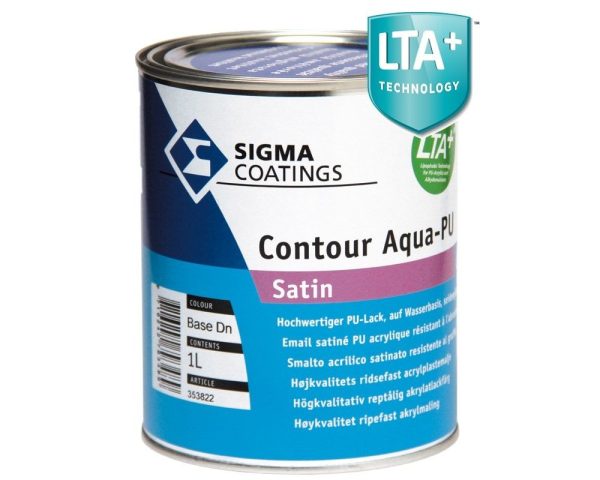 Smalto satinato all'acqua per metallo, legno e pvc Sigma Contour Aqua PU Satin vari formati