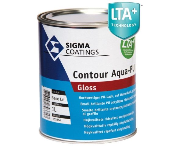 Smalto lucido all'acqua per legno, metallo e pvc Sigma Contour Aqua PU Gloss vari formati