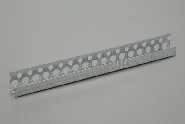 Parabordo cartongesso a u in lamiera zincata forato per velette a c 25 x 15 x 12 mm x 3 m