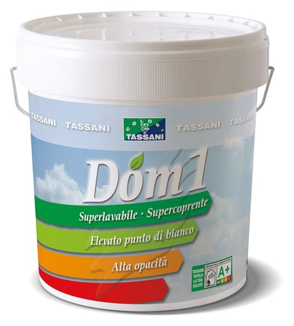 Pittura superlavabile supercoprente in classe A+ DOM1 vari formati