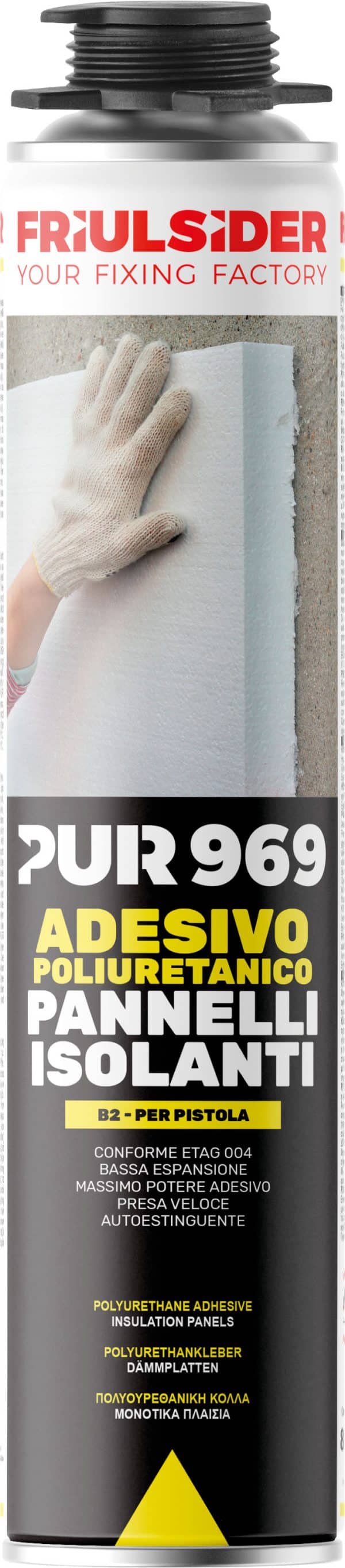 Schiuma poliuretanica isolante per cappotto per pistola 800 ml Friulsider PUR 969
