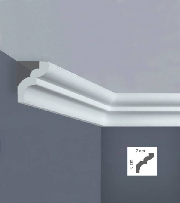 Cornice in polistirolo bovelacci per soffitto I785 7x8 cm lunghezza ml.2