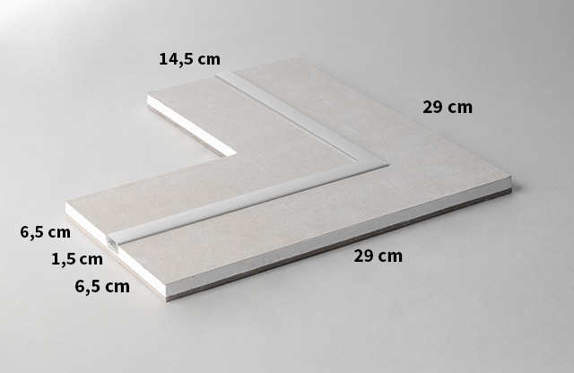 Raccordo a L in cartongesso con profilo per led 14.5 x 29 x 29 cm - immagine 4