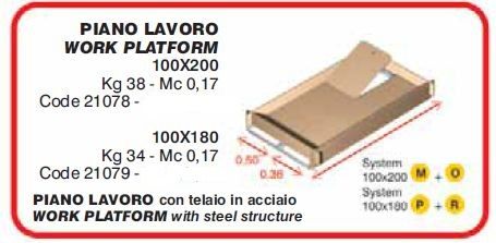 Piano di lavoro con botola per trabattello SYSTEM 100 x 200 cm