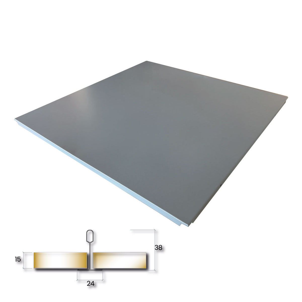 Pannelli Controsoffitto Metallico 60x60 cm Non Forati Bordo Dritto 15 mm