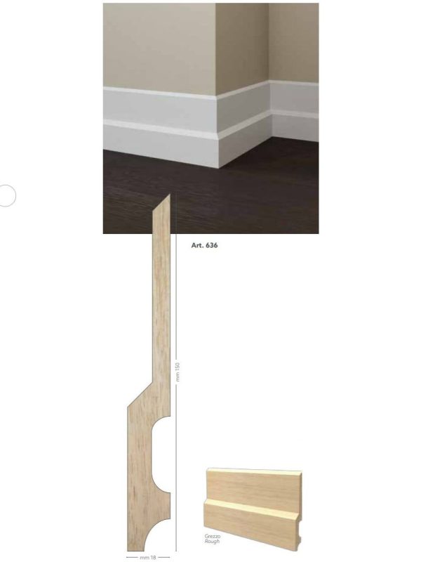 Battiscopa in legno ayous grezzo 150 x 18 mm lunghezza 2 metri Toscan Stucchi Art.636