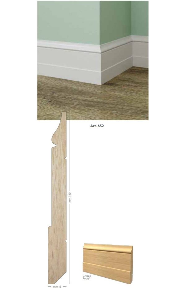 Battiscopa in legno ayous grezzo 140 x 15 mm lunghezza 2 metri Toscan Stucchi Art.652