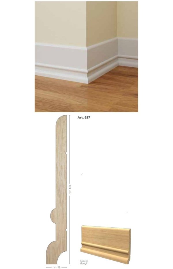 Battiscopa in legno ayous grezzo 130 x 18 mm lunghezza 2 metri Toscan Stucchi Art.637