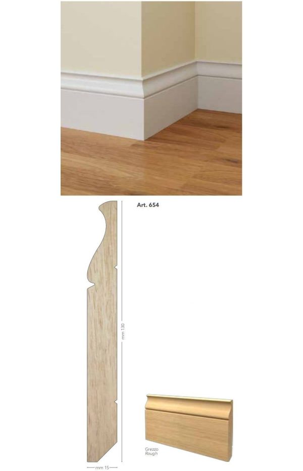 Battiscopa in legno ayous grezzo 130 x 15 mm lunghezza 2 metri Toscan Stucchi Art.654
