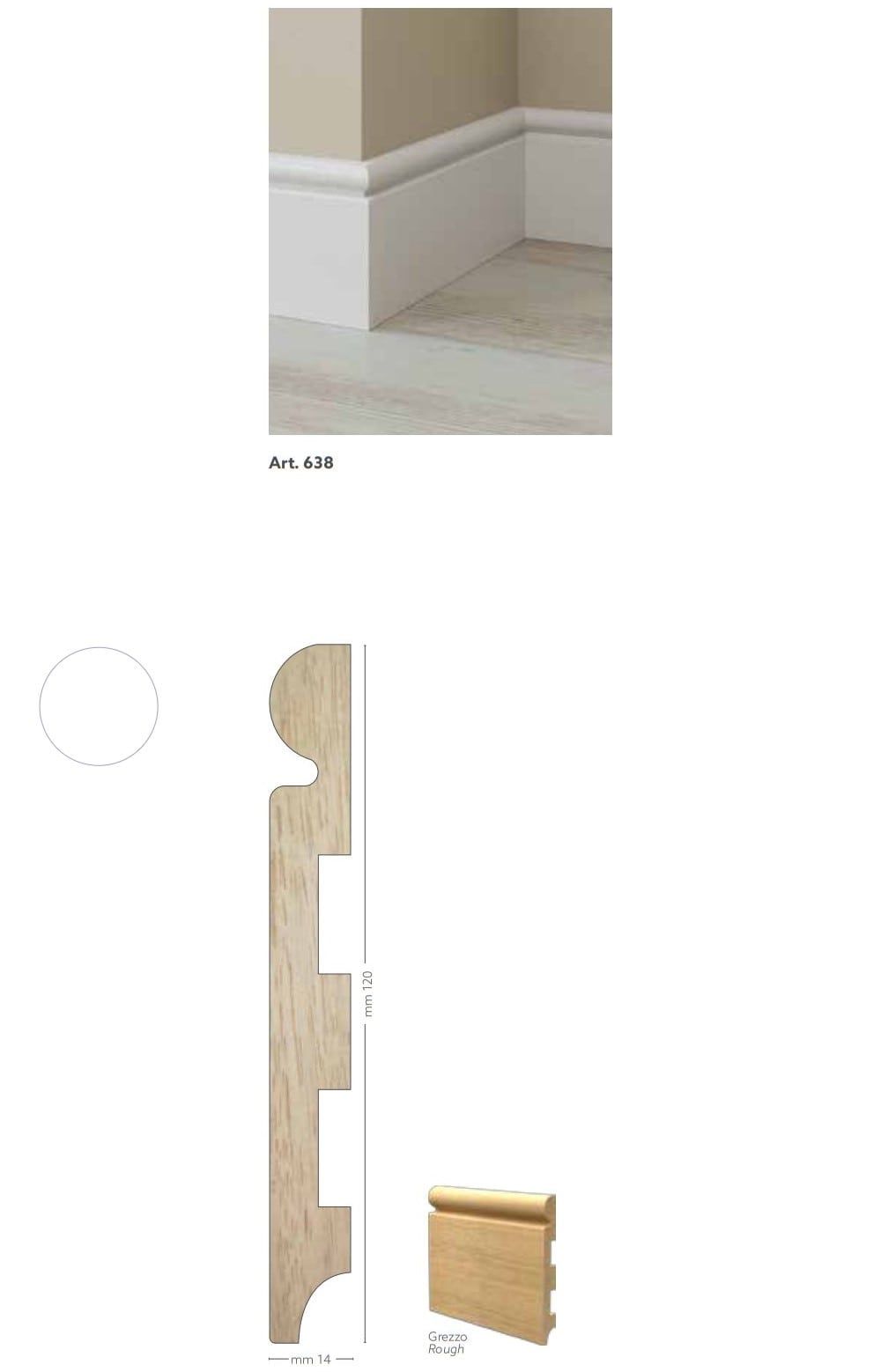 Battiscopa in legno ayous grezzo 120 x 14 mm lunghezza 2 metri Toscan Stucchi Art.638