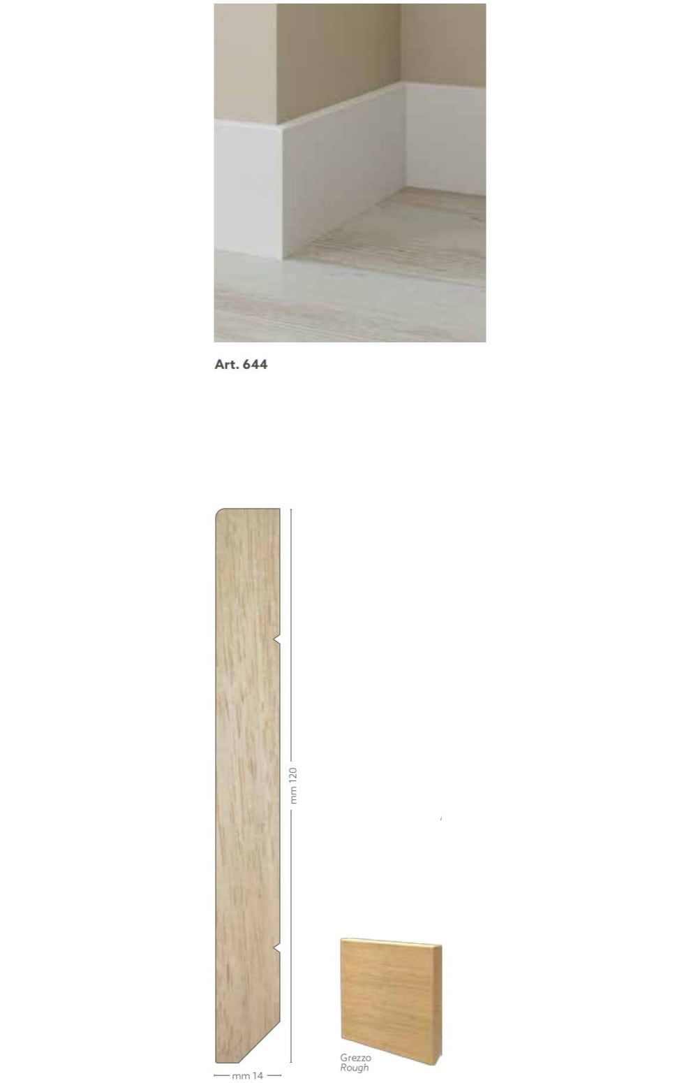 Battiscopa in legno ayous grezzo 120 x 14 mm lunghezza 2 metri Toscan Stucchi Art.644