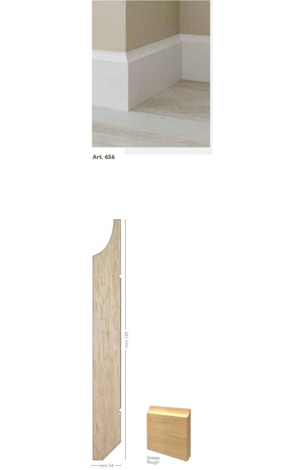Battiscopa in legno ayous grezzo 120 x 14 mm lunghezza 2 metri Toscan Stucchi Art.656