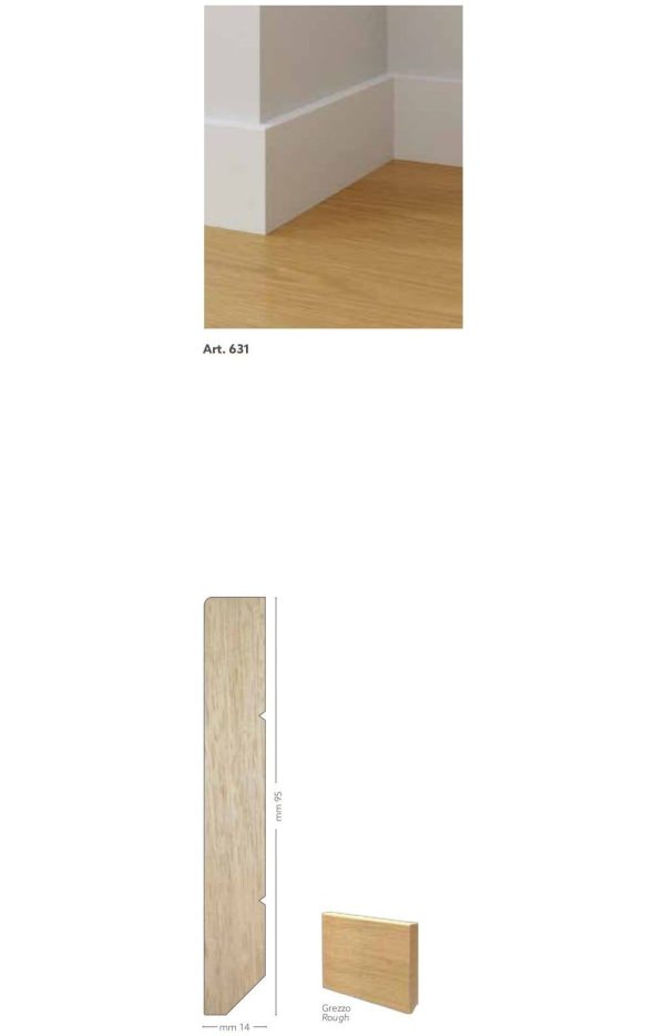 Battiscopa in legno ayous grezzo 95 x 14 mm lunghezza 2 metri Toscan Stucchi Art.631