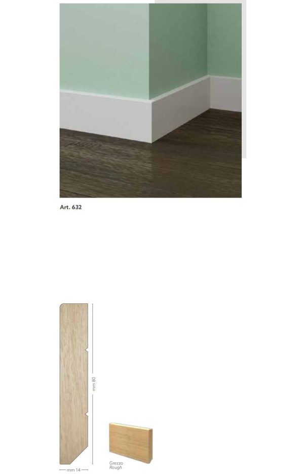 Battiscopa in legno ayous grezzo 80 x 14 mm lunghezza 2 metri Toscan Stucchi Art.632