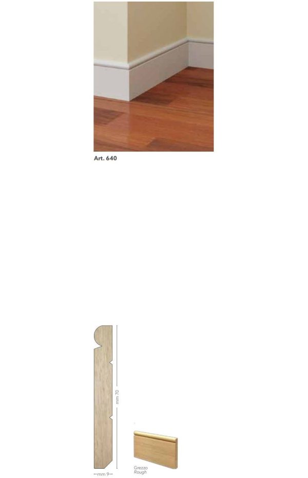 Battiscopa in legno ayous grezzo 70 x 9 mm lunghezza 2 metri Toscan Stucchi Art.640
