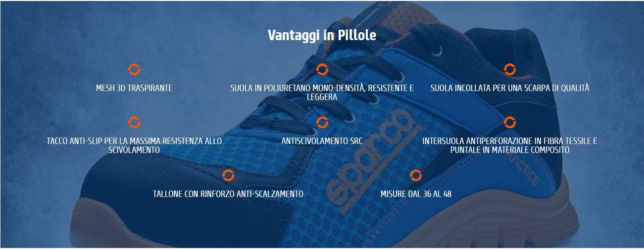 Scarpe antinfortunistiche traspiranti ultra leggere in mesh 3D per interni Sparco Practice