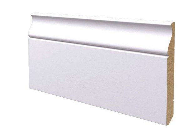 Battiscopa in legno ayous laccato bianco 130x15 mm lunghezza 2 metri Toscan Stucchi Art.654