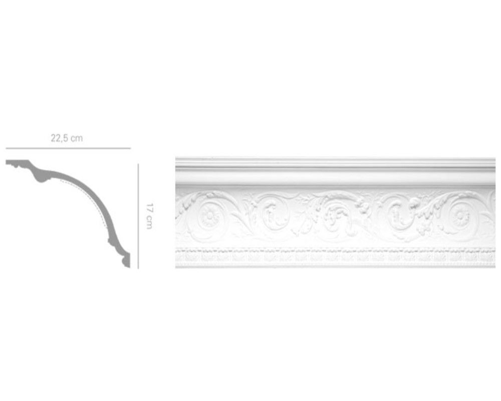 Sguscio in gesso colore bianco dimensioni 22,5 x 17 x 150 cm Toscan Stucchi Linea Gesso Art. 2234