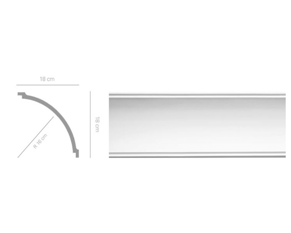 Sguscio in gesso colore bianco dimensioni 18 x 18 x 150 cm Toscan Stucchi Linea Gesso Art. 2147