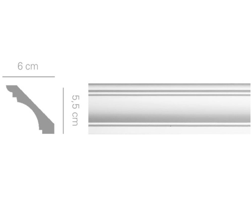Sguscio in gesso colore bianco dimensioni 6 x 5,5 x 150 cm Toscan Stucchi Linea Gesso Art. 108