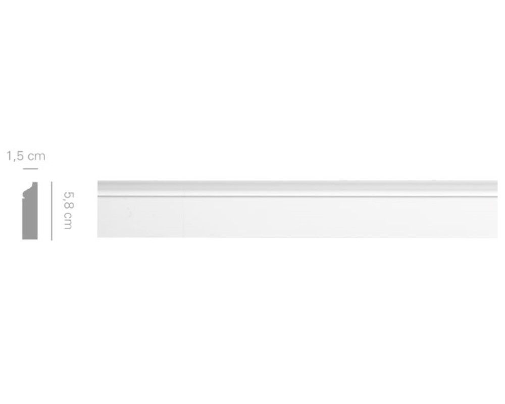 Cornice in gesso colore bianco dimensioni 1,5 x 5,8 x 150 cm Toscan Stucchi Linea Gesso Art. 2130