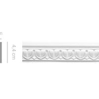 Cornice in gesso colore bianco dimensioni 2 x 4,4 x 150 cm Toscan Stucchi Linea Gesso Art. 161
