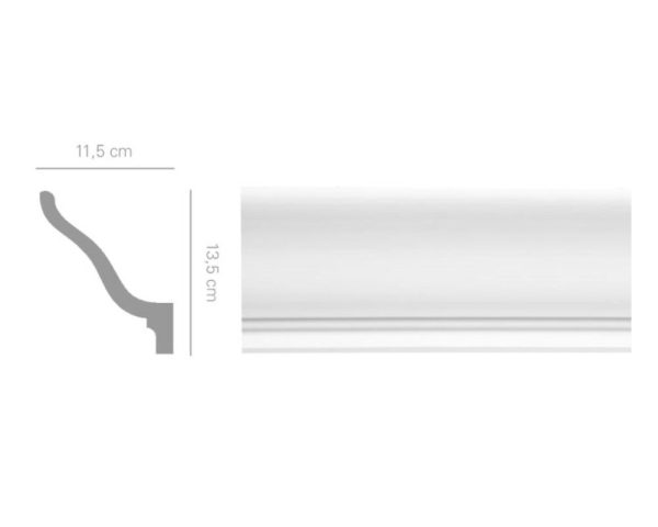 Cornice in gesso con luce diffusa colore bianco dimensioni 11,5 x 13,5 x 150 cm Toscan Stucchi Linea Gesso Art. 2014