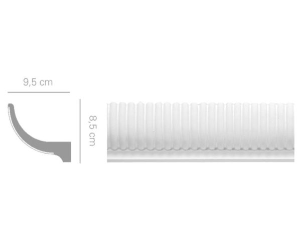 Cornice in gesso con luce diffusa colore bianco dimensioni 9,5 x 8,5 x 150 cm Toscan Stucchi Linea Gesso Art. 626