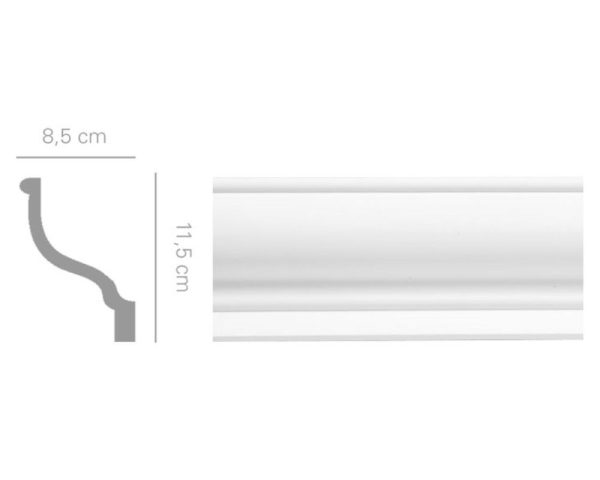 Cornice in gesso con luce diffusa colore bianco dimensioni 8,5 x 11,5 x 150 cm Toscan Stucchi Linea Gesso Art. 2082