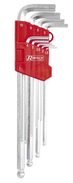 SET 9 chiavi esagonali in acciaio con astuccio in plastica Ribitech