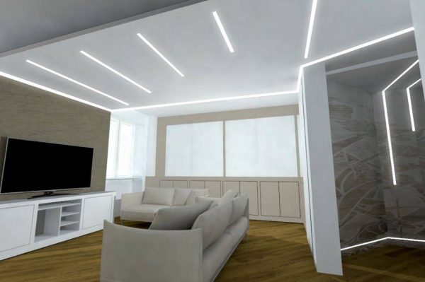 Segnapassi led in cartongesso a " C " retto per pareti e soffitti - lunghezza 200 cm
