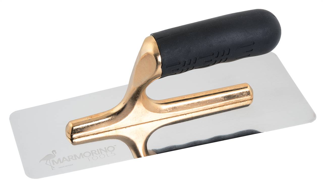 Frattone acciaio inox 240x100 mm manico in gomma e forcella in lega di alluminio placcata oro 18 carati STILLMIRROR ELITE PRO