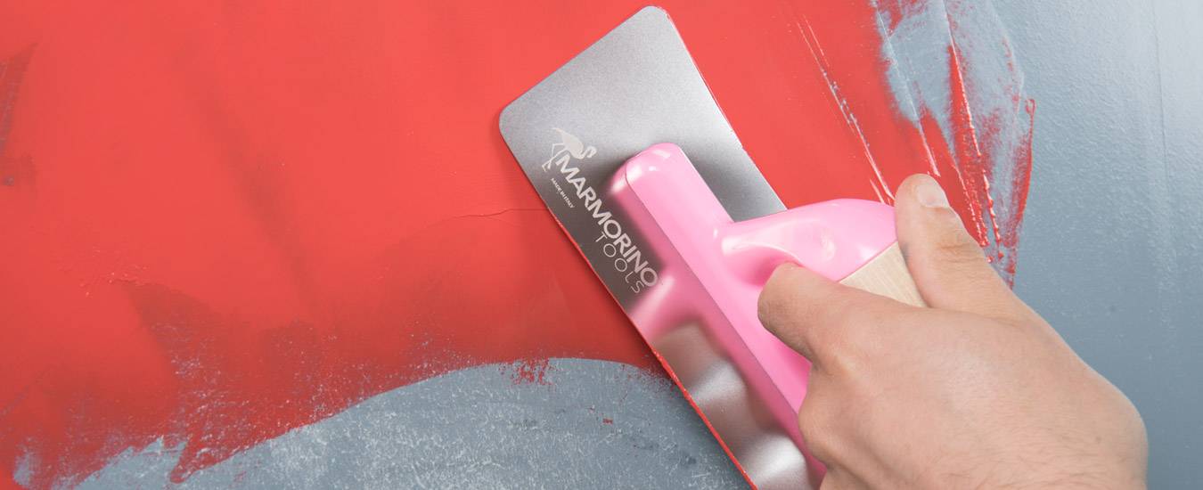 Frattone 240x100 mm in acciaio inox ultra flessibile ultra leggero manico in legno Marmorino Tools STILIGHT
