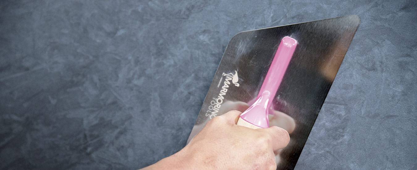 Frattone 240x100 mm in acciaio inox ultra flessibile ultra leggero manico in legno Marmorino Tools STILIGHT