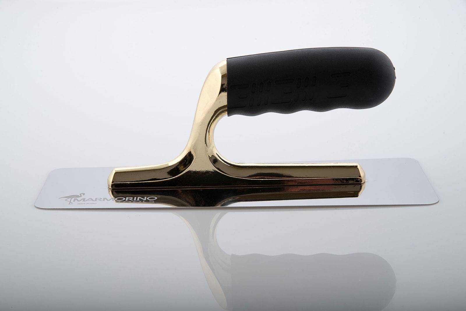 Frattone acciaio inox 240x100 mm manico in gomma e forcella in lega di alluminio placcata oro 18 carati STILLMIRROR ELITE PRO