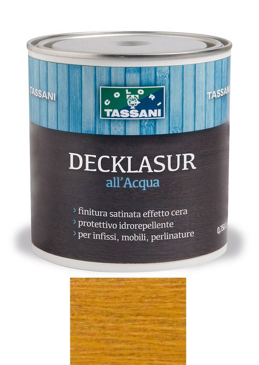 Finitura protettiva cerata all'acqua TASSANI DECKLASUR per legno antigoccia con protezione ai raggi UV - FAGGIO