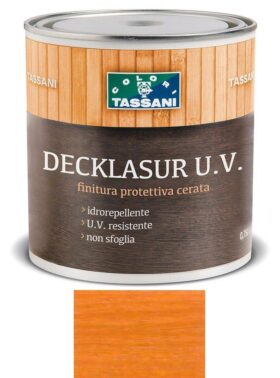 Finitura protettiva cerata a solvente TASSANI DECKLASUR per legno antigoccia con protezione ai raggi UV - ABETE ROSSO
