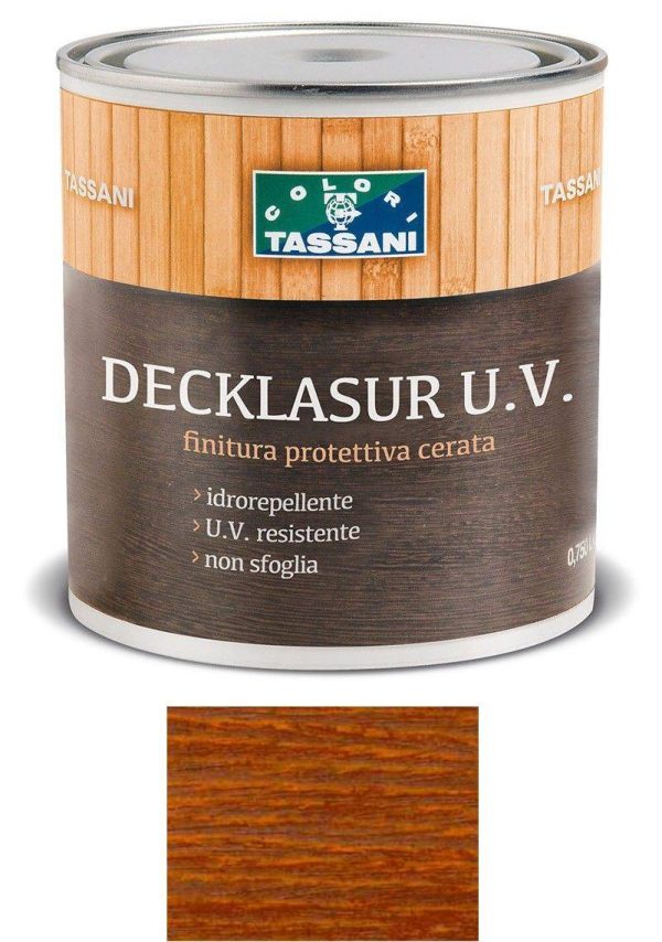 Finitura protettiva cerata a solvente TASSANI DECKLASUR per legno antigoccia con protezione ai raggi UV - IROKO