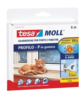 Guarnizione in gomma adesiva per porte e finestre Tesamoll Profilo P - 6 m x 9 mm x 5.5 mm