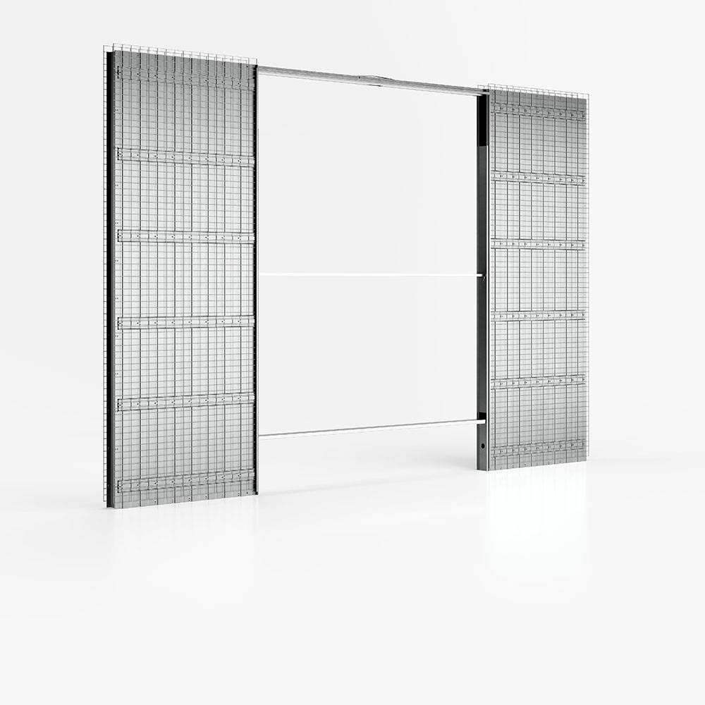 Controtelaio porta scorrevole doppia anta per intonaco luce passaggio 120x210 cm parete 90 mm ermetika evolution