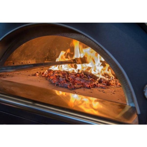 Forno a legna da esterno per pizza in acciaio inox con ruote clementi pulcinella