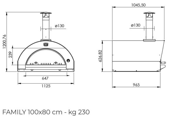 Forno a legna da esterno per pizza refrattario verniciato Clementi Familiy - Antracite