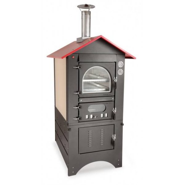 Forno a legna da esterno tetto verniciato rosso cottura indiretta Clementi Master