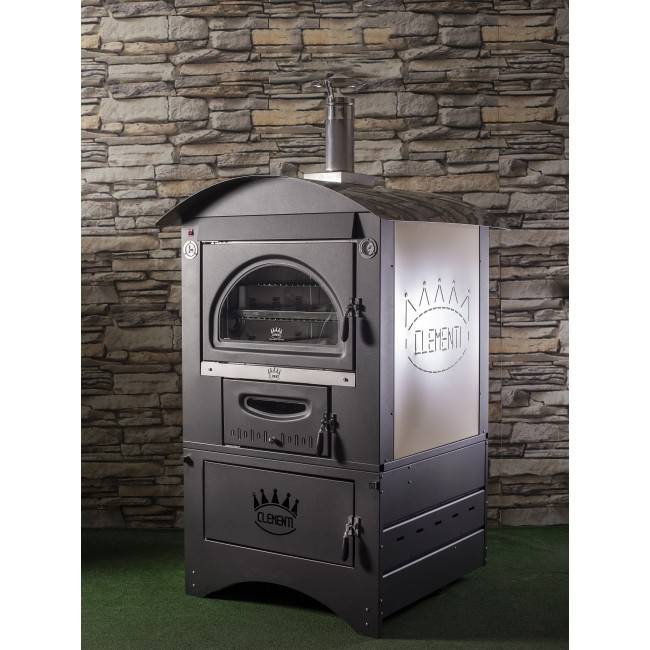 Forno a legna da esterno cottura indiretta tetto inox 304 Clementi Super Master