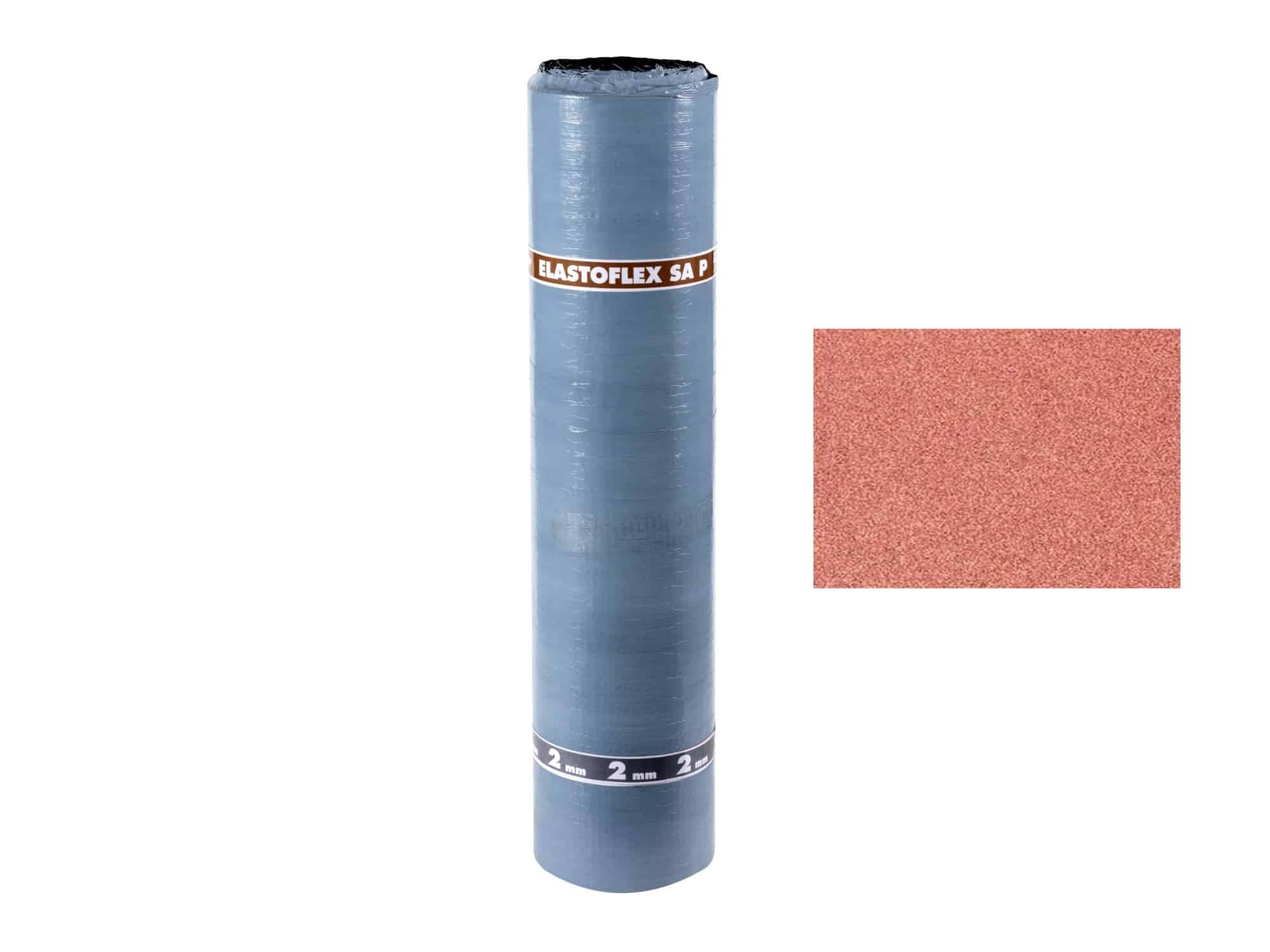 Guaina bituminosa adesiva rossa ardesiata elastomerica armatura in NT -20 °C Mapei Polyglass Elastoflex SA P mq.10