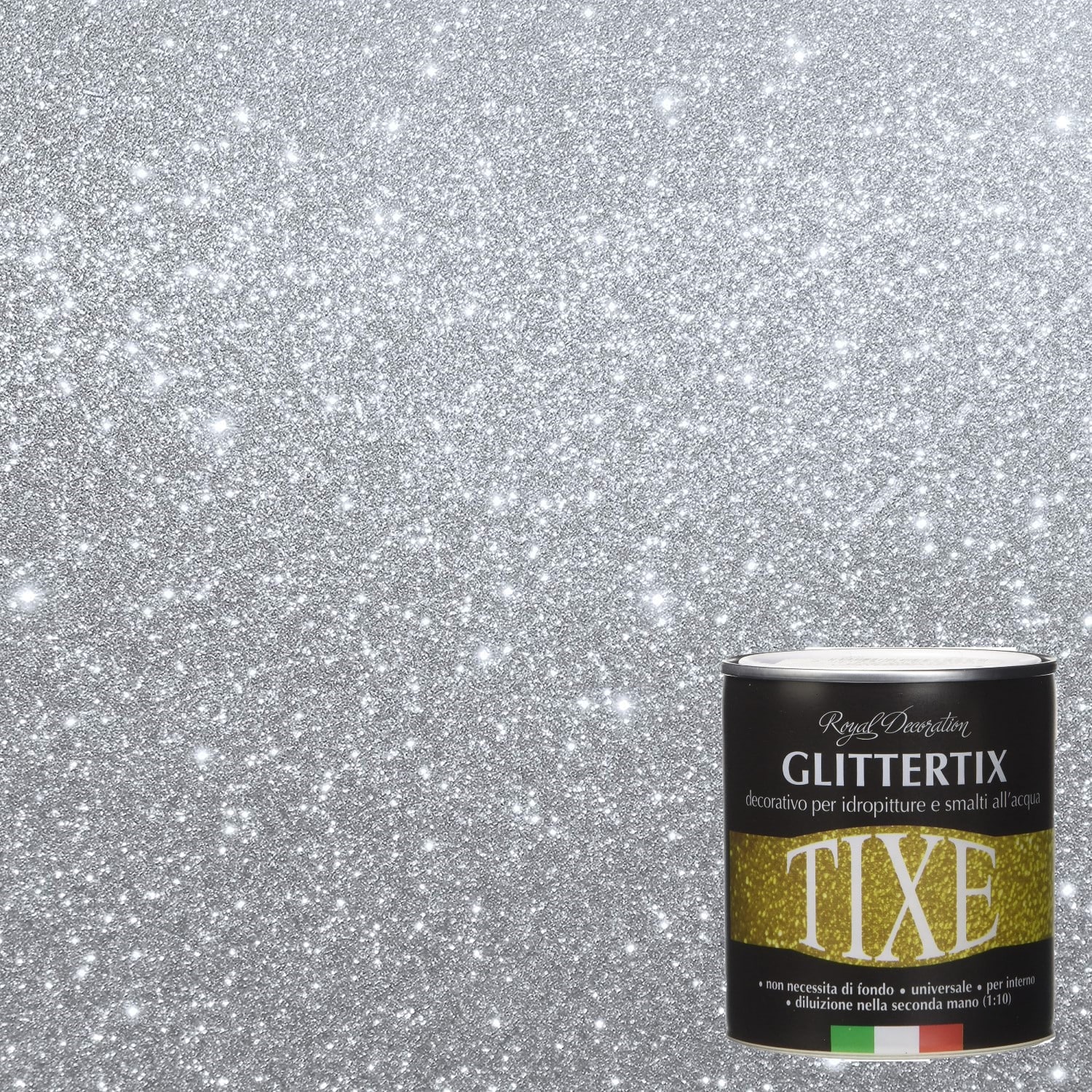 Glitter per pittura pareti in emulsione neutra Tixe Glittertix Argento 75  ml - Puntoiso