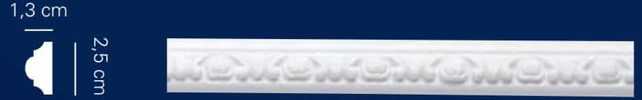 Cornice in gesso colore bianco dimensioni 0.9 x 2.5 x 150 cm Toscan Stucchi Art. 2007