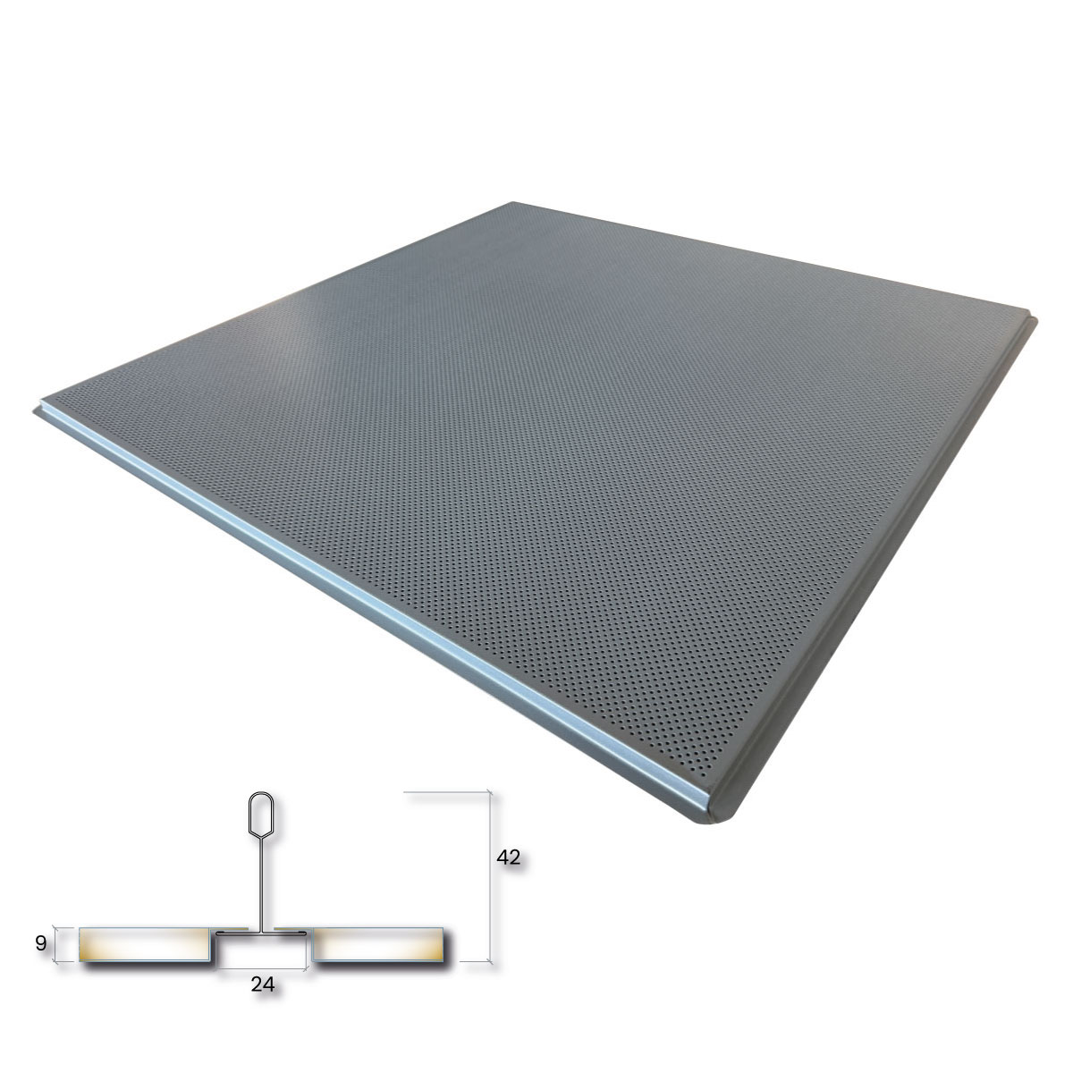 Pannelli Controsoffitto Metallico 60x60 Foratura Totale Bordo Ribassato per Struttura da 24 mm