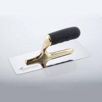 Frattone trapezoidale in acciaio inox con forcella placcata in oro 200x80 mm Marmorino Tools Elite Pro